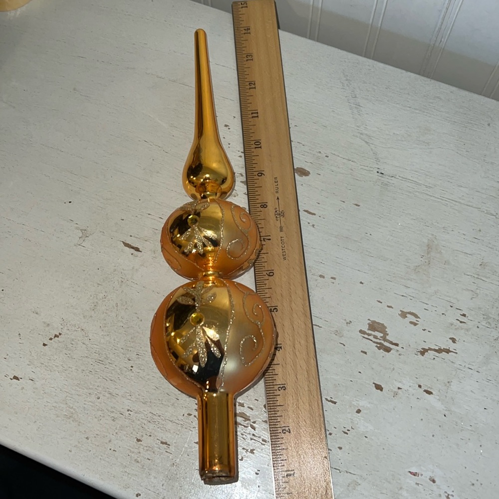 Vintage blown glass Christmas tree topper 12” ornament